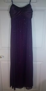 Beautiful eggplant purple glittery sleeveless gown